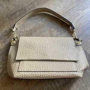 Tulipani Authentic Italian Pebbled Learner Crossbody Taupe